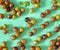 sweet goosberries, layed out as pattern on green background, flat lay, food concept, free copy space