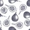 Sweet granadilla background. Tropical hand drawn illustration. Engraved botanical sketch. Passionfruit seamless pattern.
