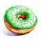 Sweet Greed: A Playful Illustration of a Green Frosted Donut wit