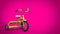Sweet green pretty tricycle - pink background