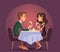 Sweet happy young couple having romantic dinner with glasses of red wine