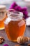 Sweet healthy honey in glass jar