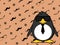 Sweet hipster penguin baby cartoon expression background