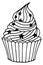 Sweet holiday cupcake with cream swirl. Dessert doodle