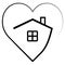 Sweet home icon, cozy beloved home in heart, strong family