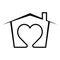 Sweet home icon, cozy beloved home heart, strong family