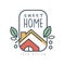 Sweet home logo design, eco friendly house concept, clean energy, building materials and technologies vector