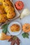 Sweet home made pumpkin scones with chocolate