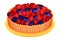 Sweet Homemade Open Pie or Tart with Berry Filling and Crust Made of Shortcrust Pastry Vector Illustration