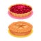 Sweet homemade pies set. Delicious tasty dessert with cranberry vector illustration