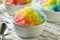 Sweet Homemade Shaved Rainbow Hawaiian Ice