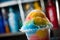 Sweet Homemade Shaved Rainbow Hawaiian Ice in a Bowl. AI Generation