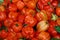 Sweet hot chili habanero orange peppers close up