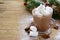 Sweet hot cocoa with marshmallows, Christmas drink