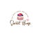 Sweet house logo. Cakes emblem. Bakery and cafe logo. A beautiful cake with berries.