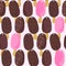 Sweet ice cream regular rows summer seamless pattern on pink background