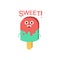 Sweet And Ice-Cream, Word And Corresponding Illustration, Cartoon Character Emoji With Eyes Illustrating The Text