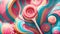 Sweet Indulgence Vibrant Peach Lollipop Swirling with Sugary Goodness.AI Generated