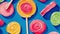 Sweet Indulgence Vibrant Peach Lollipop Swirling with Sugary Goodness.AI Generated