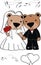 Sweet kawaii little bears cartoon married couple