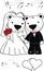 Sweet kawaii little polar bears cartoon married couple