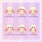 Sweet Kitty Little cute kawaii anime cartoon bunny rabbit girl in dress with long fluffy ears different emotions mascot sticker Ha