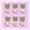 Sweet Kitty Little cute kawaii anime cartoon cat kitten girl in dress with long fluffy ears different emotions mascot sticker Happ