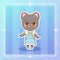 Sweet Kitty Little happy smile cat cute kawaii anime cartoon kitten boy in overalls Children character