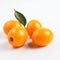 Sweet kumquat fruits on white background