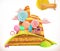 Sweet land. Cake, cupcake, candy. Vector icon