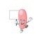 Sweet legionella pneunophilla cartoon character rise up a board