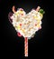 Sweet Lolipop in Heart form of whipped cream with sweets, jellies, heart front view. Crazy freakshake food trend. Front
