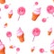 Sweet lollipop icecream pattern white background