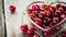 Sweet Love: Het-shaped Container Overflowing with Cherries in