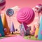 sweet magical colorful land of marshmallows .confectionery mastic