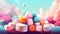 Sweet Marshmallows Candy Horizontal Background Illustration.