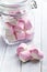 Sweet marshmallows in glass jar