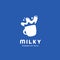 Sweet milk milky logo in mug glass with splash icon illustration