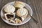 A sweet mince pie, a traditional rich festive food, on a plate w