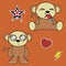 Sweet monkey cartoon expressions set 2