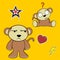 Sweet monkey cartoon expressions set