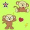 Sweet monkey cartoon expressions set angry2