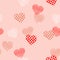 Sweet mood seamless Pattern fill in the heart shape with stripe ,polka dots in hand painting brush for valentines,design for