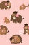 Sweet mother mammoth with her baby seamless pattern. Vector illustration