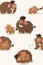 Sweet mother mammoth with her baby seamless pattern. Vector illustration