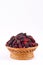 Sweet mulberries in brown basket on white background healthy mulberry fruit food isolated