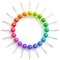 Sweet multicolored lollipops arranged in circle frame