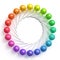 Sweet multicolored lollipops arranged in circle frame