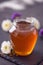 Sweet natural honey in the glass jar