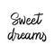 Sweet night hand lettering on white background